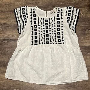 Loft Petite Embroidered Peplum Top